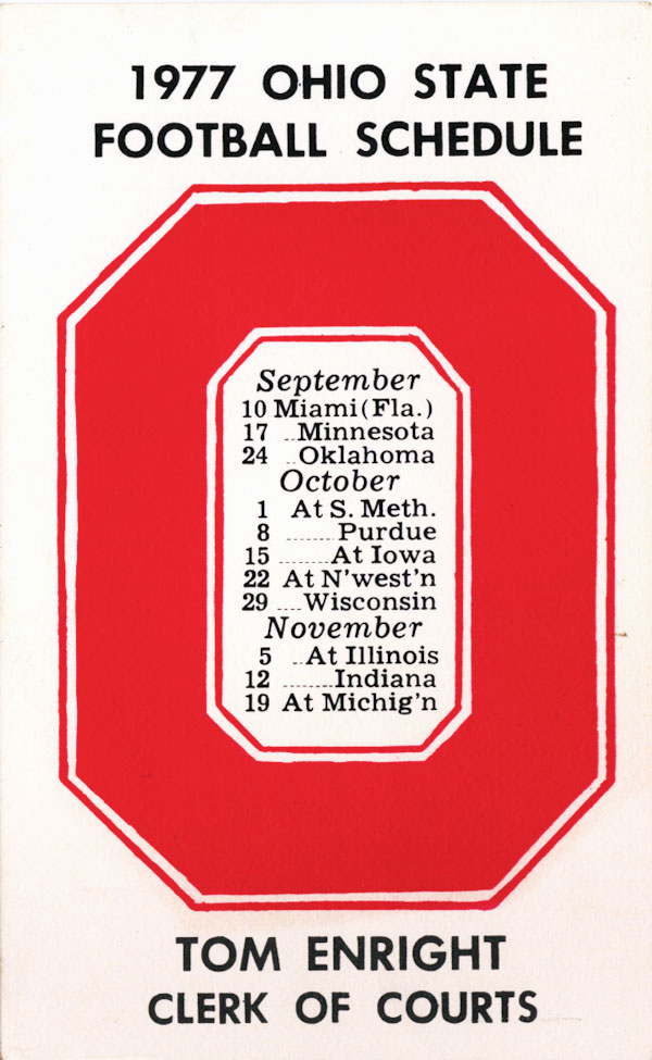 Tom Enright 1977 OSU football schedule