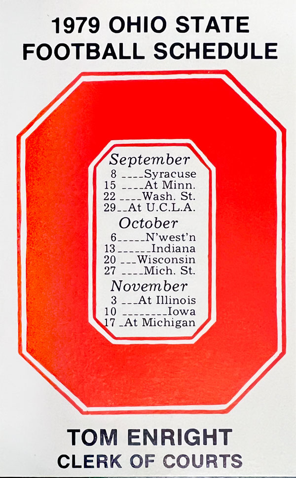 Tom Enright 1979 OSU football schedule