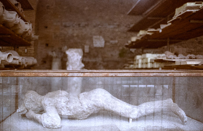Plaster cast of a victim of the disaster