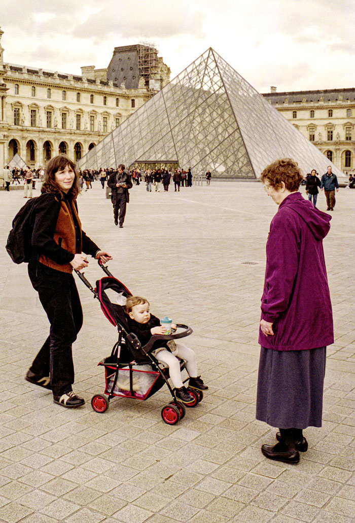 Baby at the Louvre: an impromptu strike kept us outside that day.