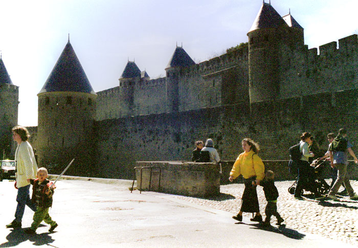 Cité de Carcassonne, the ancient walled fortress in the south of France