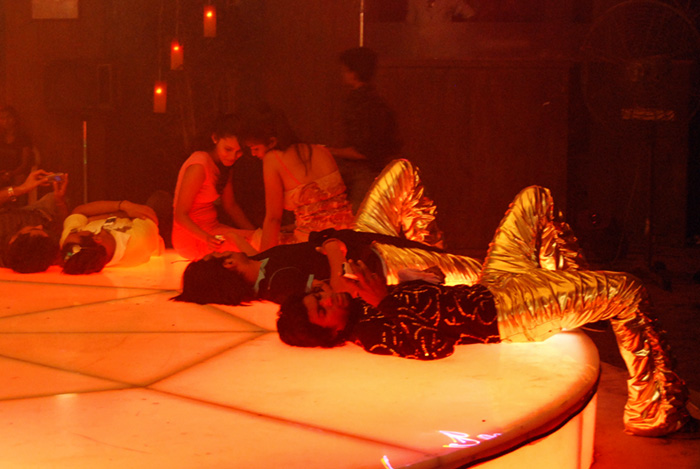 Dancers relaxing on the set of “My Name Is Anthony Gonsalvez”