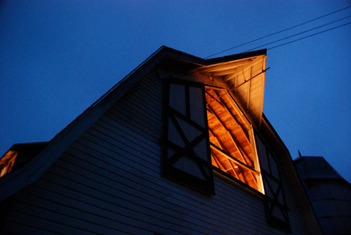 Saunders' barn lit up for the square dance