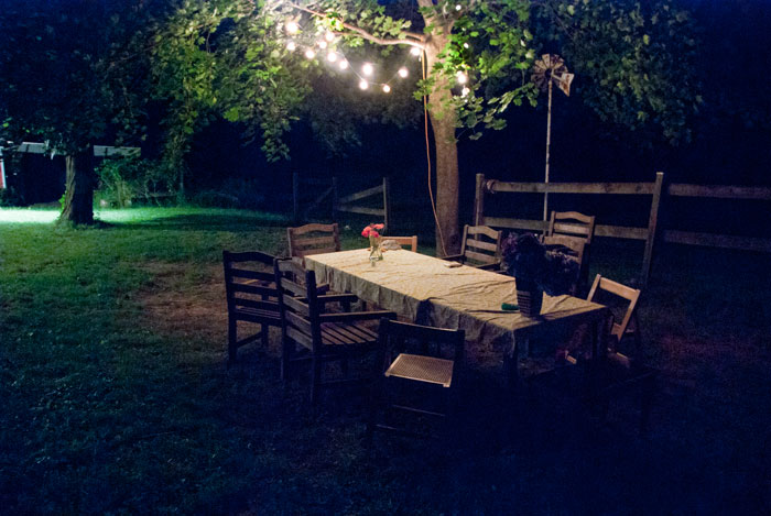 Country table, summer night