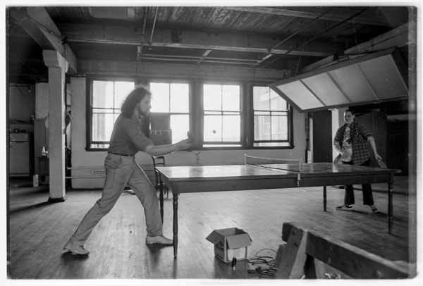Fran and I play ping-pong