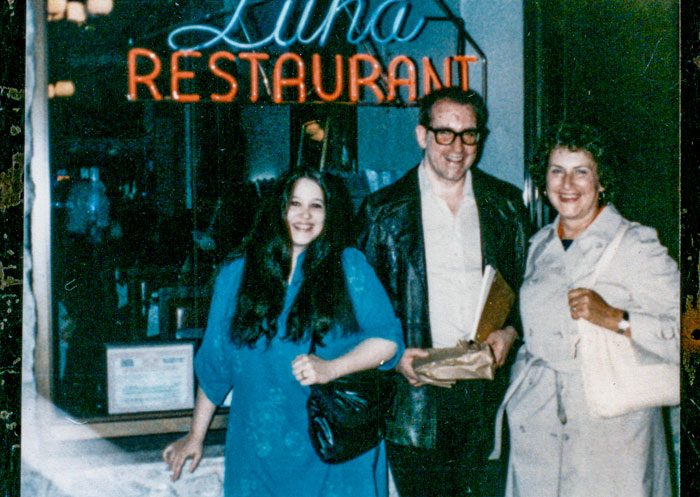 Fran, me, and mom early 80s outside the Luna