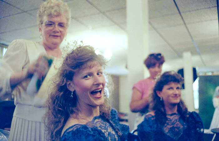 Jo, Susan, and Mary before Kathy's wedding